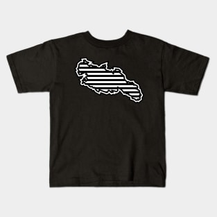 Lasqueti Island Silhouette in Black and White Stripes - Simple Line Pattern - Lasqueti Island Kids T-Shirt